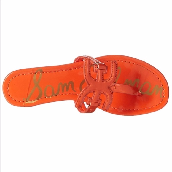 Sam Edelman Carter Flat Sandal, Tangelo Patent 6W - Picture 6 of 9